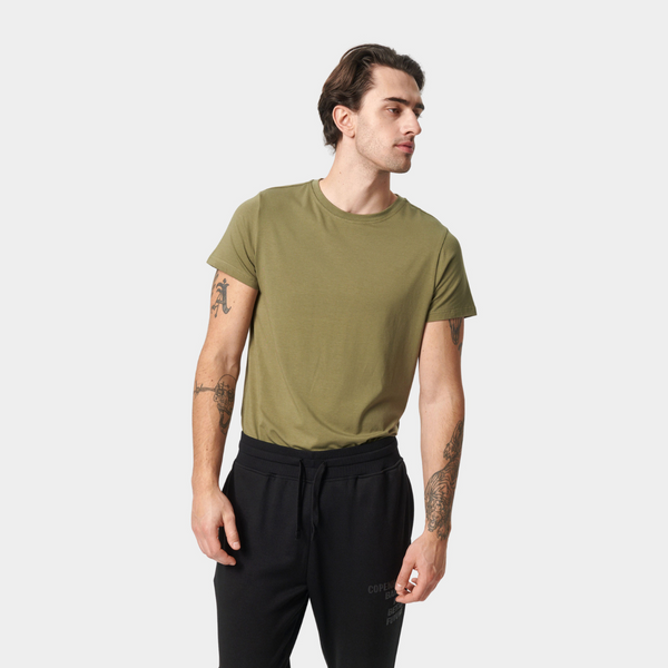 Bambus-T-Shirt mit Rundhalsausschnitt in Oliv