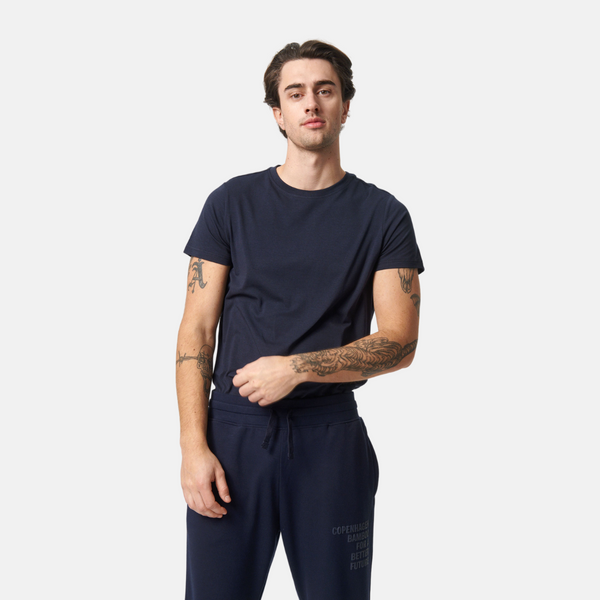 Marineblaues Bambus-T-Shirt mit Rundhalsausschnitt