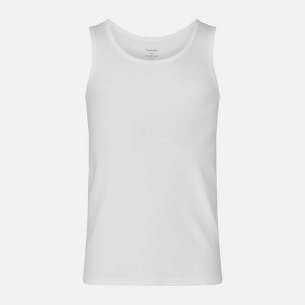 2 weiße gerippte Tanktops aus Bambus