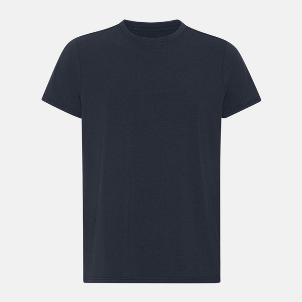 Marineblaues Bambus-T-Shirt mit Rundhalsausschnitt