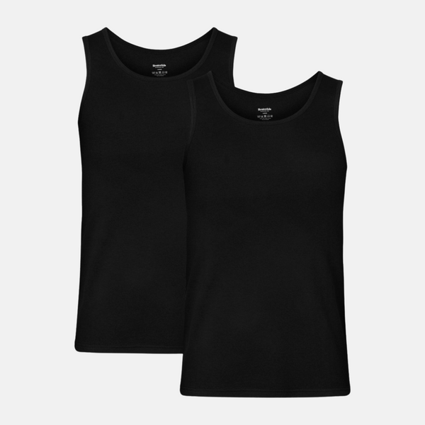 2 schwarze gerippte Bambus-Tank-Tops