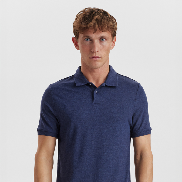 Marineblaues Piqué-Bambus-Poloshirt