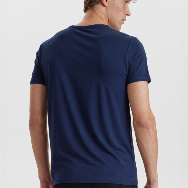 Marineblaues Bambus-T-Shirt mit Rundhalsausschnitt