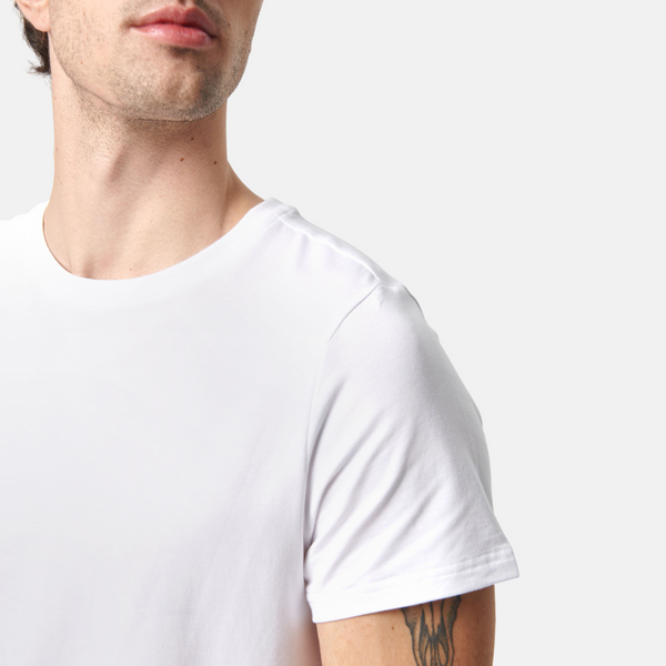 Weißes Bambus-T-Shirt mit Rundhalsausschnitt