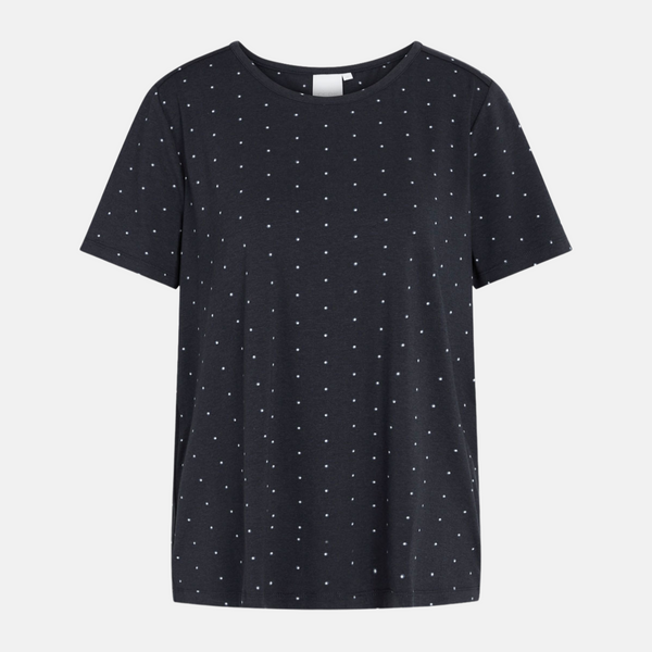 Bea Kurzarm-Bambus-T-Shirt navy mit Tupfen