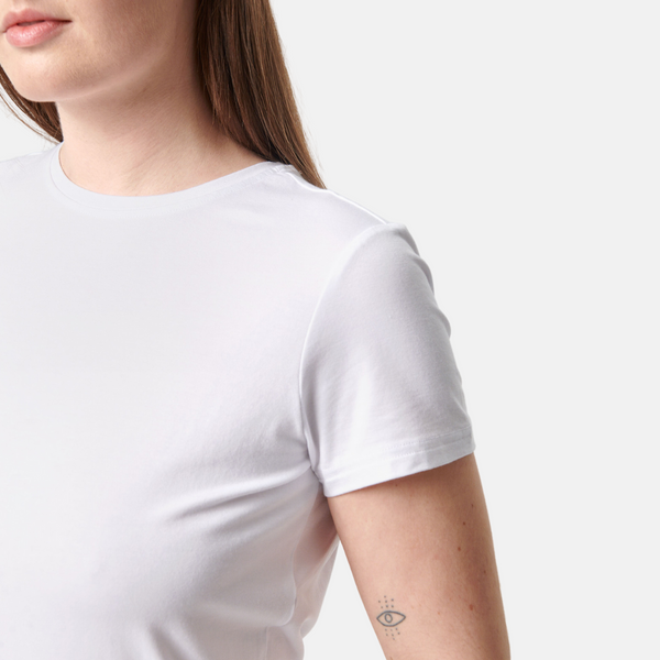 Weißes Kurzarm-T-Shirt aus Bambus