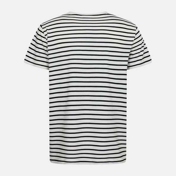 Schwarz-weiß gestreiftes Bambus-T-Shirt mit Rundhalsausschnitt