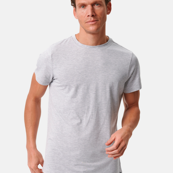 Hellgraues Bambus-T-Shirt mit Rundhalsausschnitt
