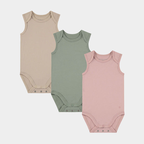 Izzy Bambus-Bodysuit - 3er-Pack - rosa, grün, beige