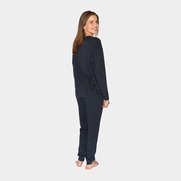 Betty Bambus Nacht Hose navy mit Tupfen