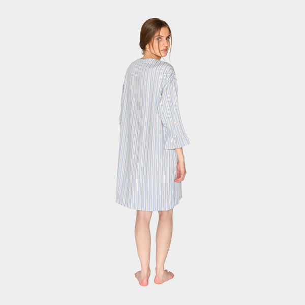 Nora bamboo Nachthemd - blau, weiß und grau gestreift