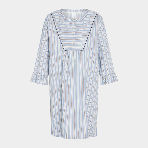 Nora bamboo Nachthemd - blau, weiß und grau gestreift