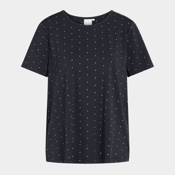 Bea short-sleeved bamboo T-shirt navy with dots