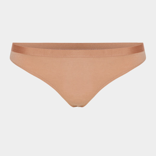 Hellbrauner Bambus-G-String-Slip - 3er-Pack