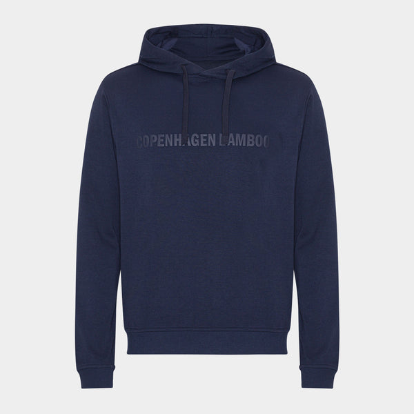 Marineblauer Bambus-Kapuzen-Jogginganzug mit Logo
