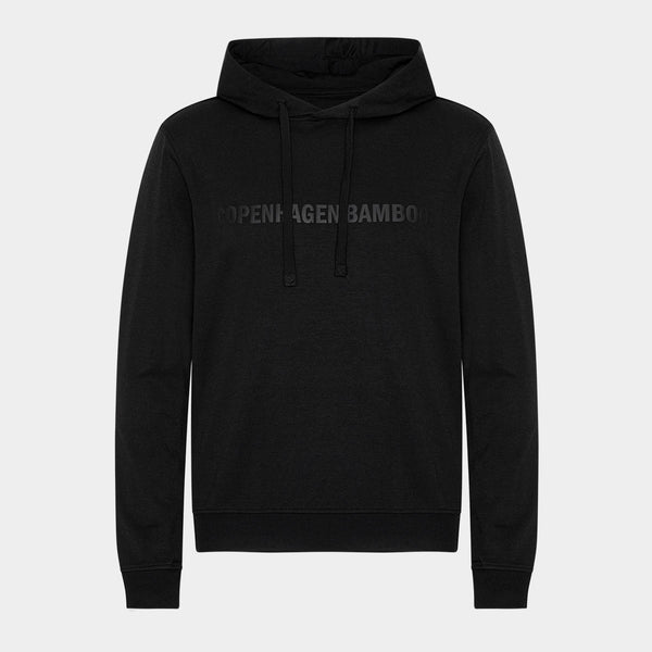 Schwarzer Kapuzenpulli aus Bambus mit Logo
