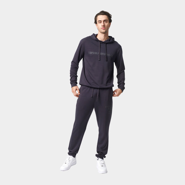 Dunkelgrauer Bambus-Kapuzen-Jogginganzug mit Logo