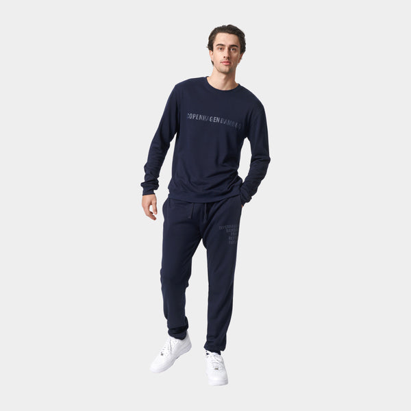 Marineblauer Bambus-Jogginganzug mit Logo