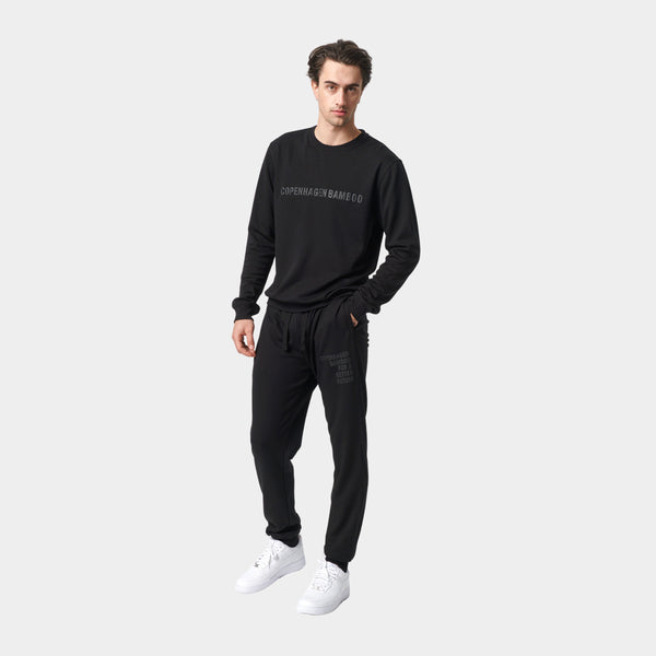 Schwarzer Bambus-Jogginganzug mit Logo