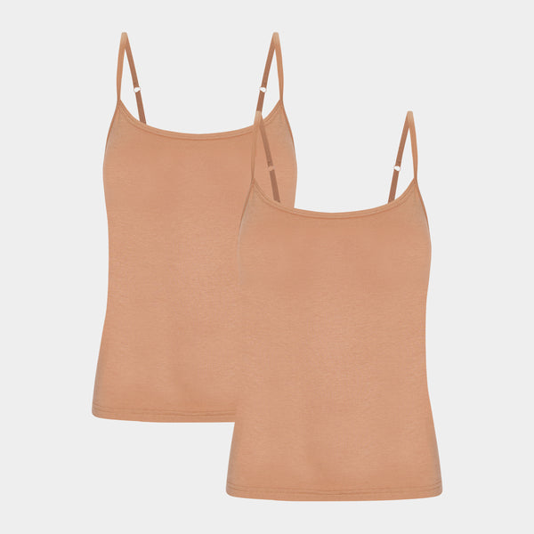 Tan bamboo tops with thin straps - 2 pack