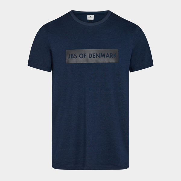 Navy blue crew neck bamboo T-shirt with print