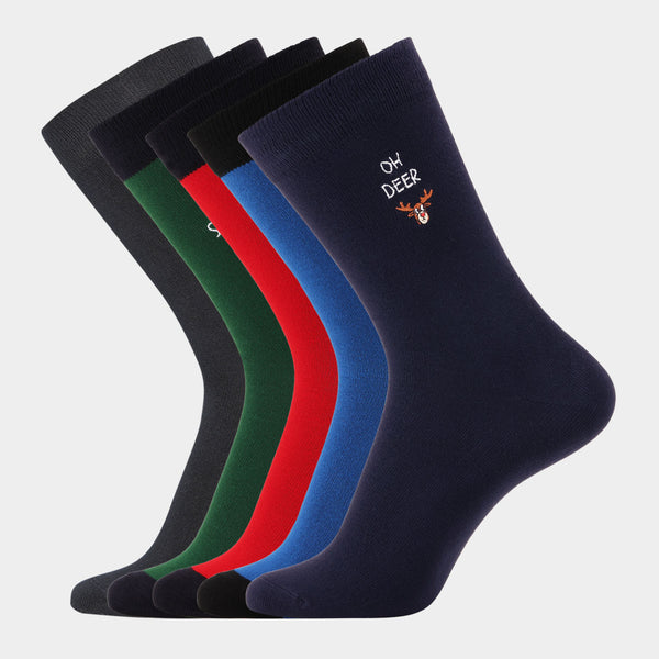 5 Paar Socken aus Bambus - Weihnachtsstickerei
