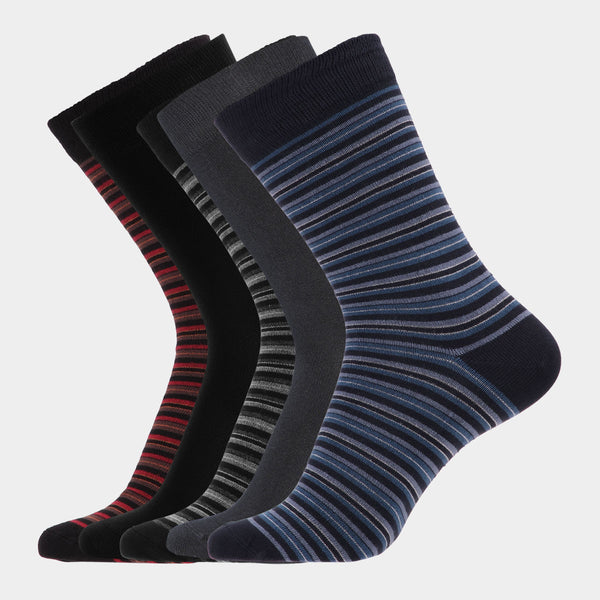 5 Paar Bambus-Socken - Multistreifen-Mix