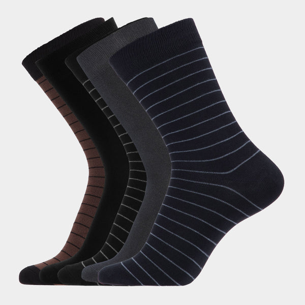 5 pairs of bamboo socks - thin stripe mix