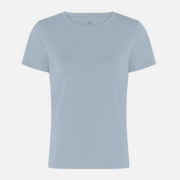 Hellblaues Bambus-T-Shirt mit Rundhalsausschnitt