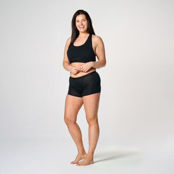 Sort menstruationstrusse Boyshort - Kraftig/nat