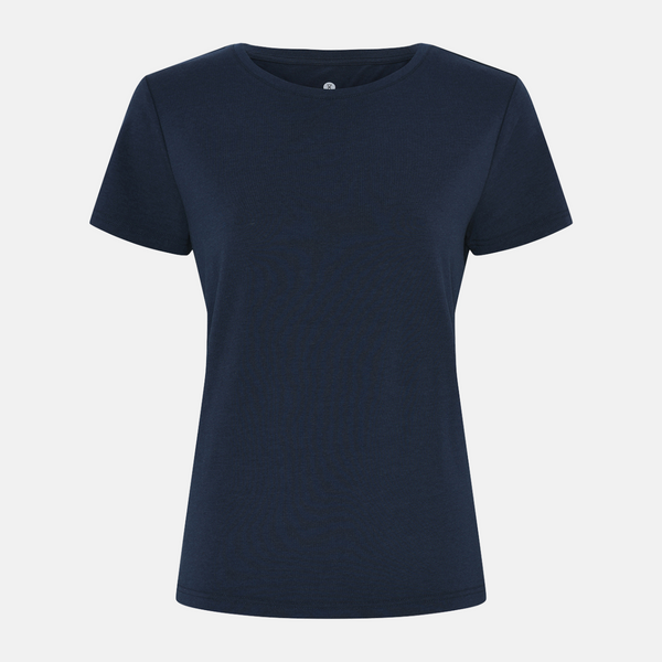 Marineblaues Bambus-T-Shirt mit Rundhalsausschnitt