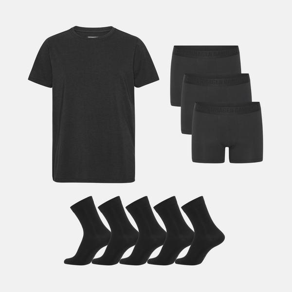 Bamboo Pack - T-Shirt & Unterhosen & Socken - Schwarz
