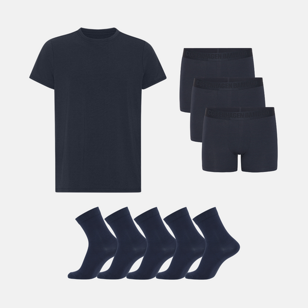 Bamboo Pack - T-Shirt & Unterhosen & Socken - Navy