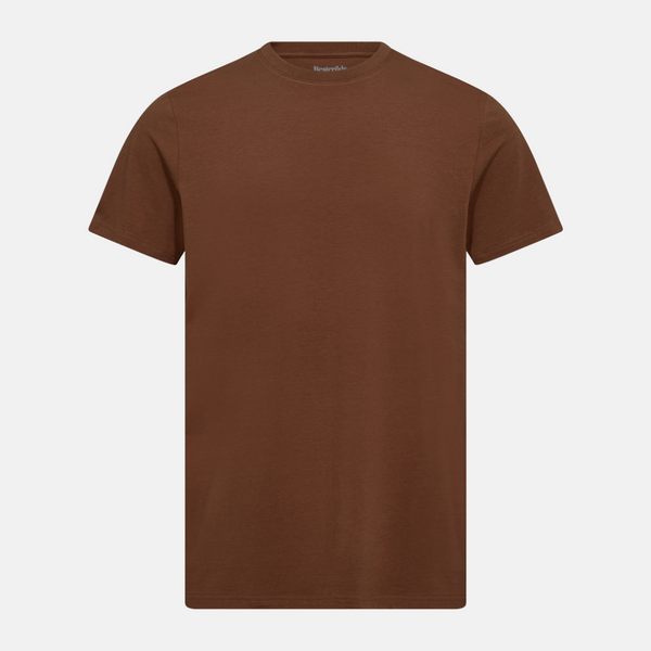 Braunes Bambus-T-Shirt mit Rundhalsausschnitt