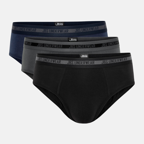 3 Paar Bambus-Slips für Männer schwarz - grau - navy