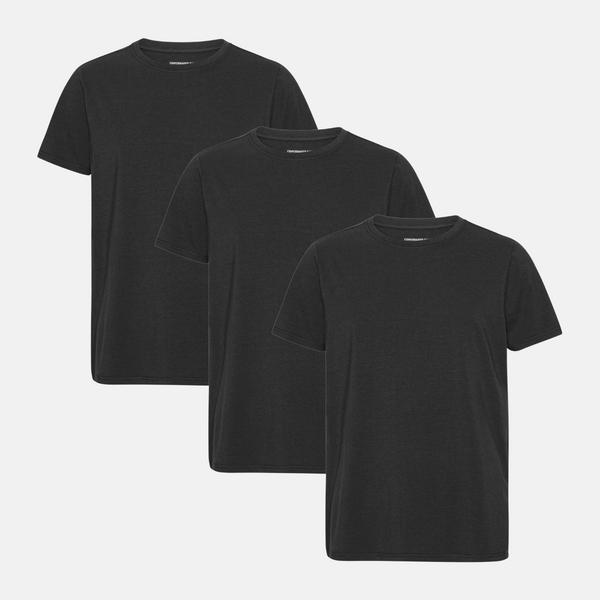 3er-Pack schwarzes Bambus-T-Shirt