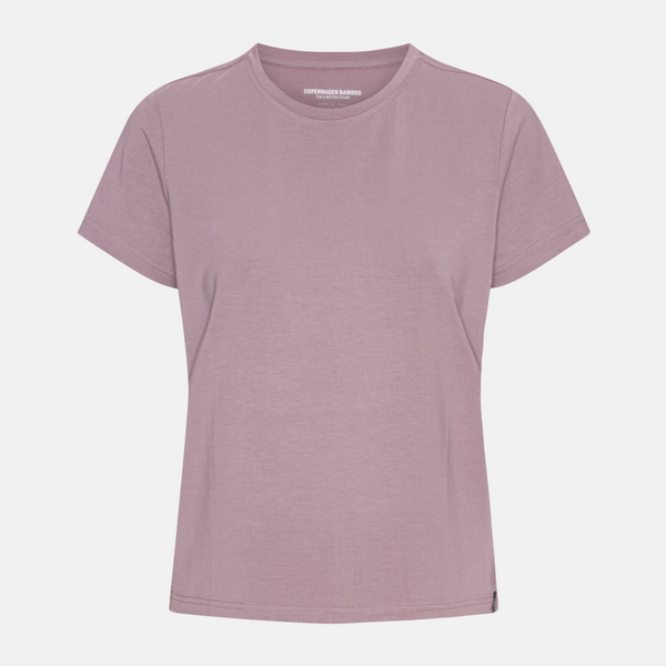 Lila Taube Kurzarm-Bambus-T-Shirt