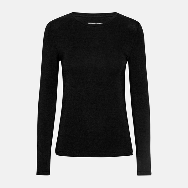 Schwarzes Langarm-T-Shirt aus Bambus