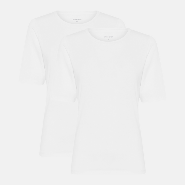 2er-Pack Bambus-T-Shirt in schmaler Passform - Weiß