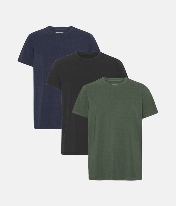 3er-Pack Bambus-T-Shirt schwarz/Nachthimmel/Waldnacht
