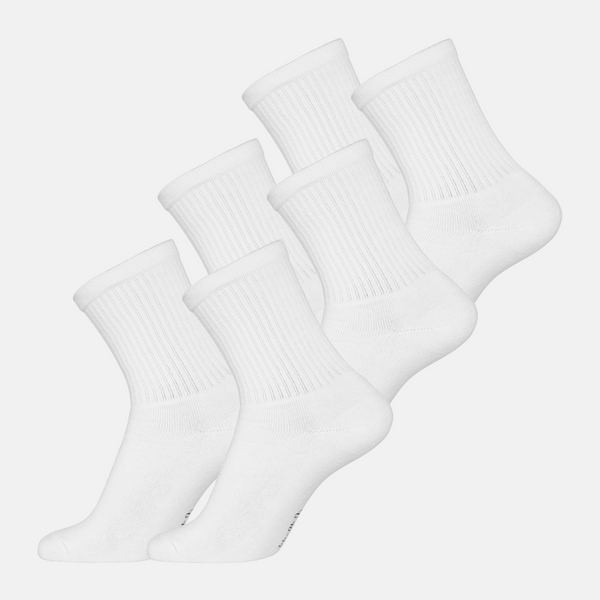 6 Paar weiße Tennissocken aus Bambus