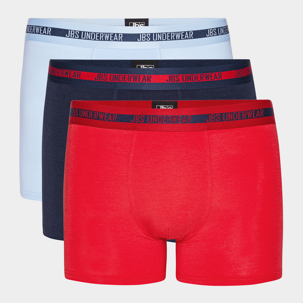 3 Paar Bambus-Unterhosen hellblau - rot - marineblau