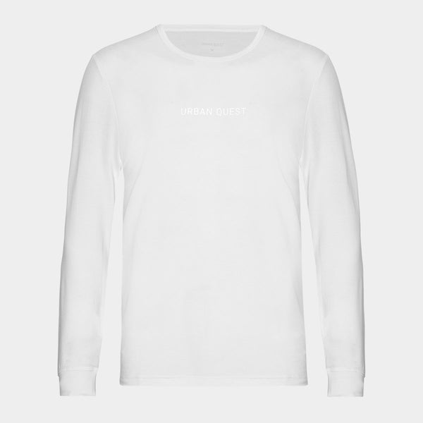Langärmeliges weißes Bambus-T-Shirt