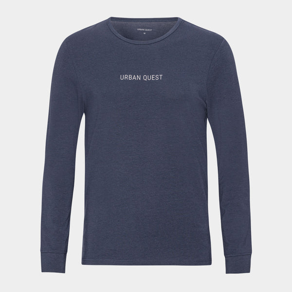 Langärmeliges navyblaues Bambus-T-Shirt