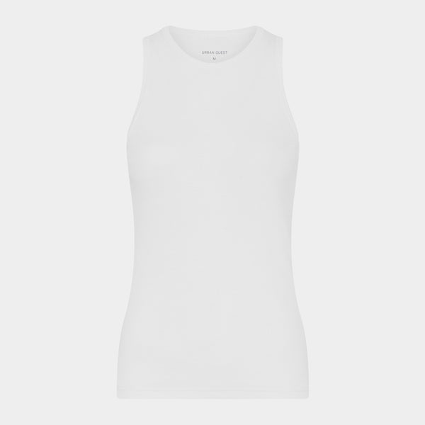 Weißes Bambus-Ripp-Tanktop