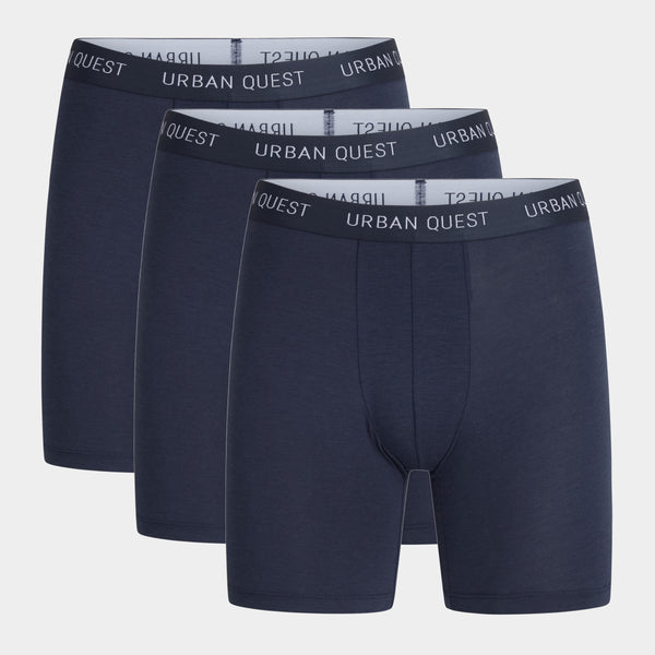 Marineblaue Bambus-Unterhosen mit langen Beinen - 3er-Pack