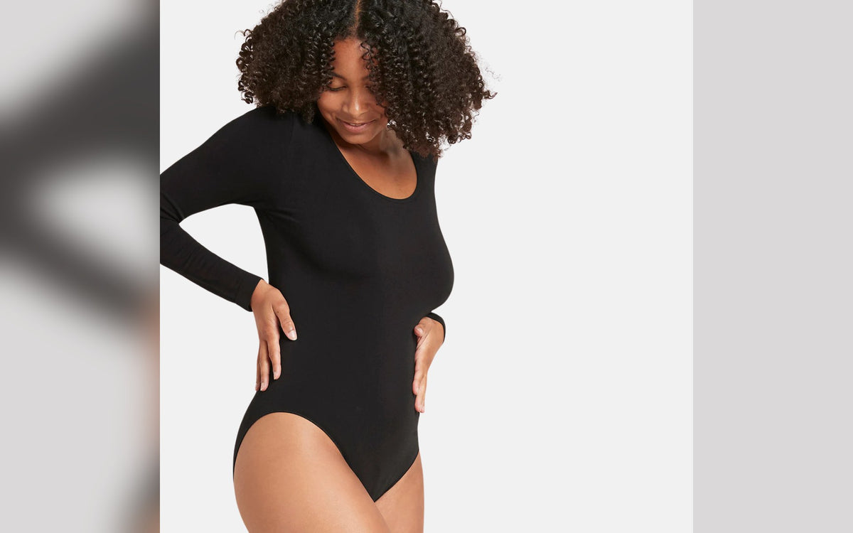 Bambus bodystocking – Sort langærmet bambus bodystocking