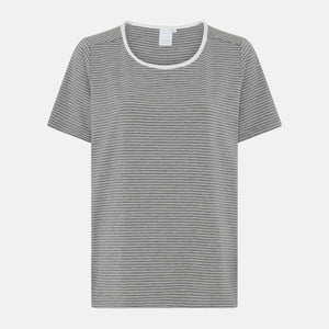 Stribet bambus T-shirt i gråmeleret