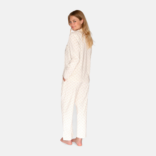 Bambus crop bukser i sand med print fra CCDK