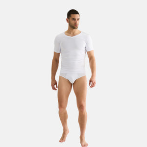 Hvid bambus anti-sved T-shirt med V-hals